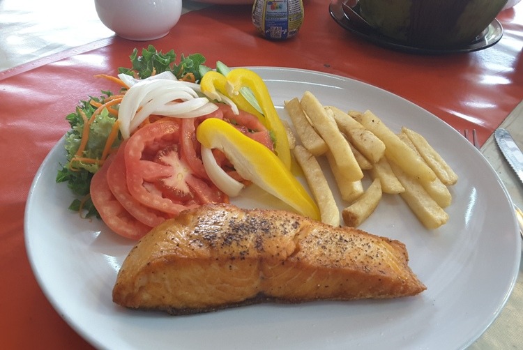 Salmon & Chips at Cha-Ame Cafe, Hua Hin