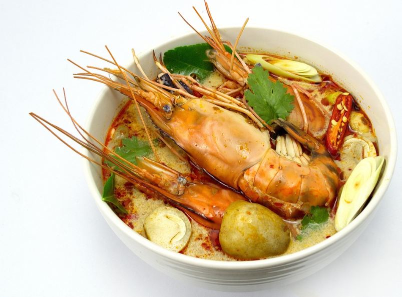 Tom yum goong, spicy shrimp soup, Thai dish