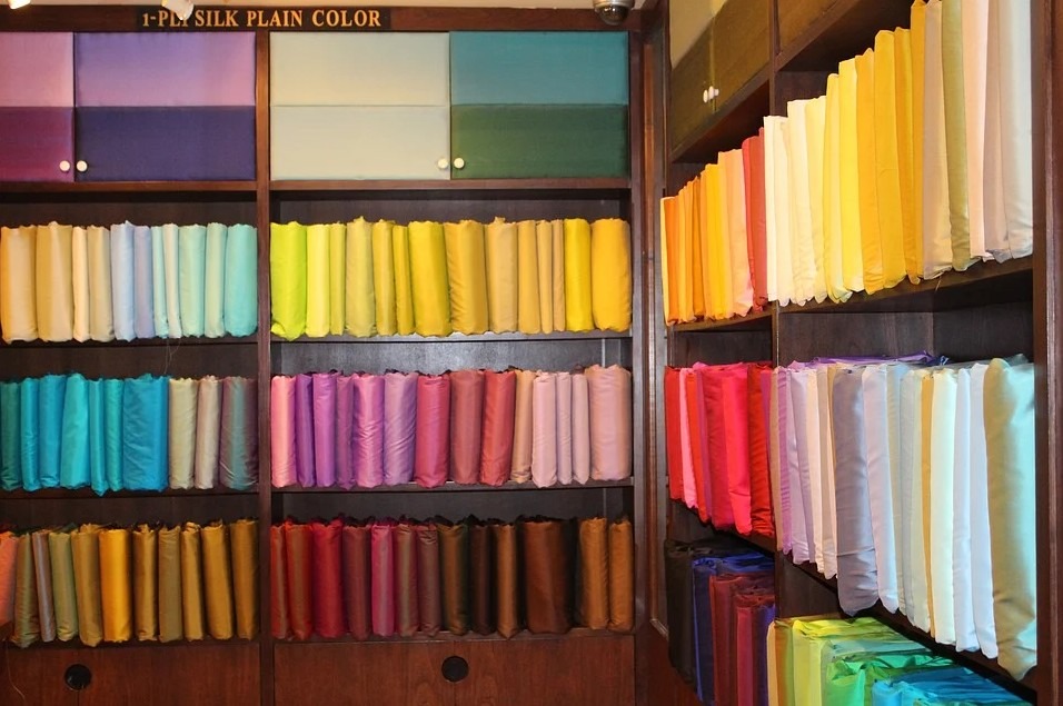 different colors of thai silk, thai fabric