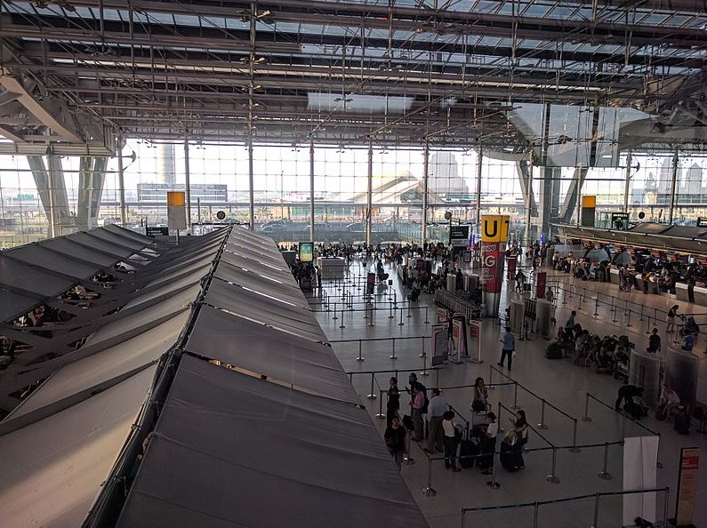 the International check-in area in Suvarnabhumi Airport in Bangkok