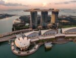 Singapore, Marina Bay Sands, HD City Wallpapers, HD water wallpapers, bay, building, urban, road, modern design, drone view, HD wallpapers