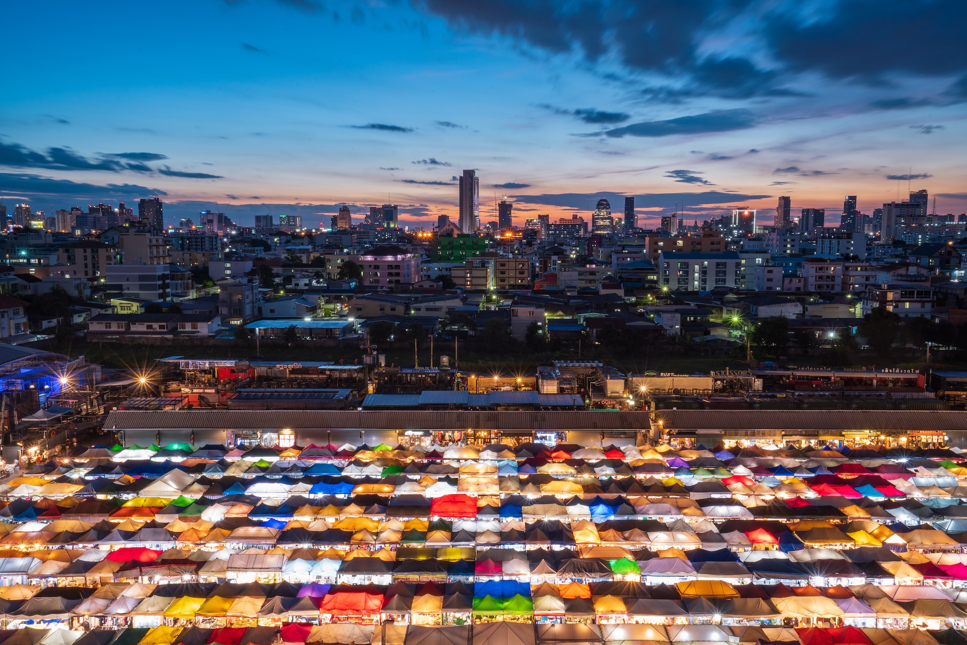 Train night market Ratchada, Bangkok, Thailand, outdoors, landscape images & pictures, nature images, HD scenery wallpapers, HD water wallpapers, waterfront, port, pier, aerial view, harbor, free images